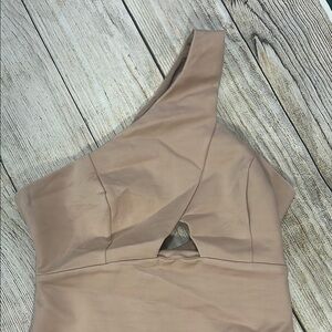 NBD One Shoulder Dress in Tan